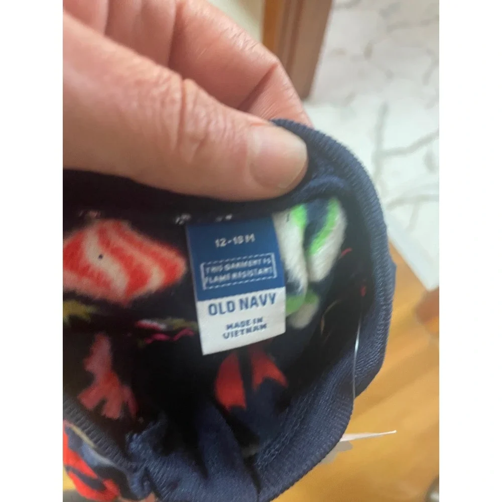 Old Navy Navy Blue Holiday‎ Ornament Fleece Footed Pajamas2-way zip 12-18M NWT